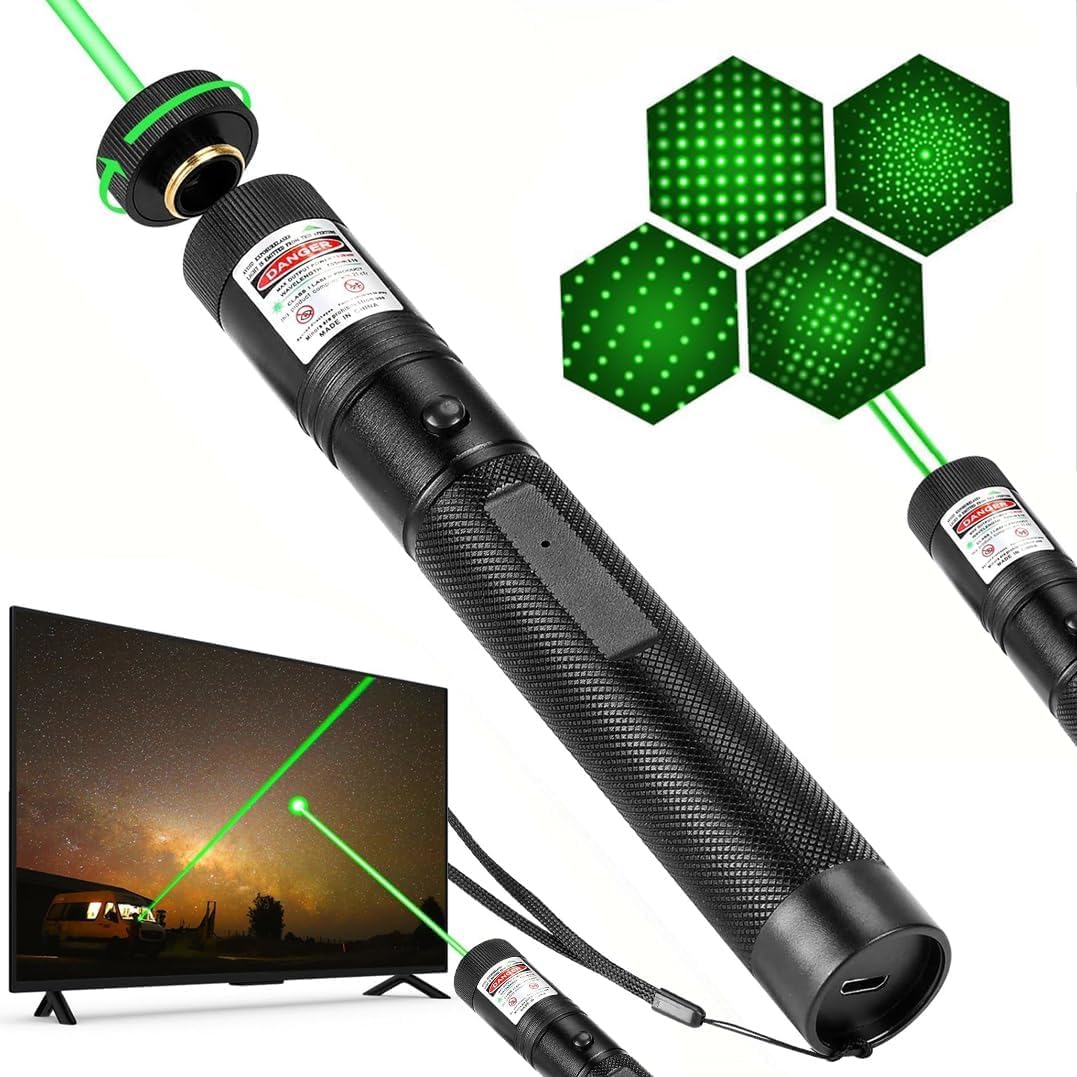 Green Laser Pointer High Power Green Beam Light Long Distance Range for TV/LED/LCD Screens Tactical Flashlights for Hiking/Presentation Office/Outdoor