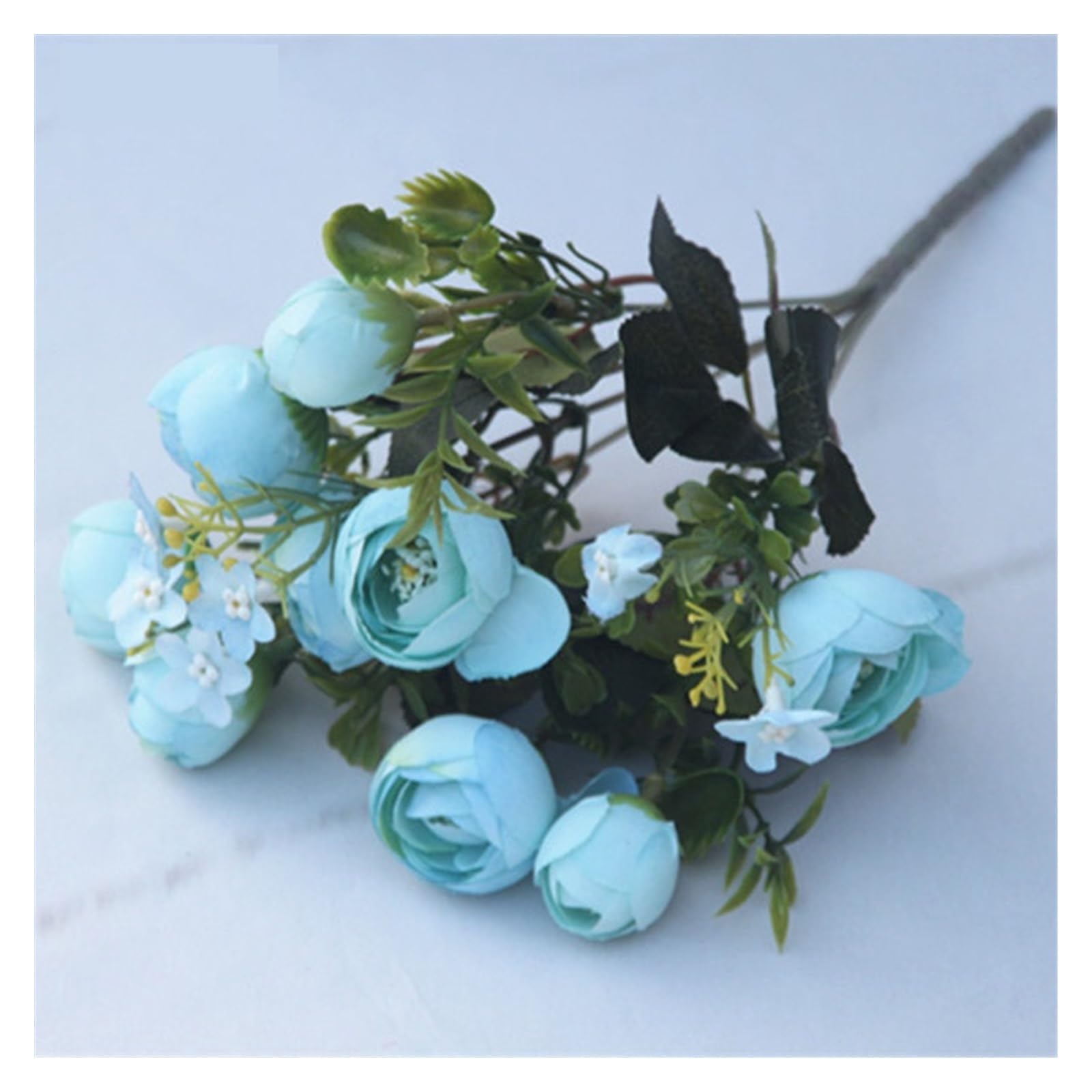 Fiori artificiali Damigella d'onore Simulazione di matrimonio Bouquet di fiori Bouquet di camelie da sposa 10 teste Disposizione di bouquet di rose di rayon Decorazione for feste domestiche Fiore fint