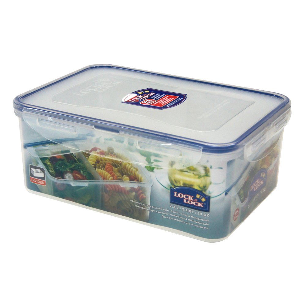 Buy Lock & Lock HPL825B Stackable Airtight Container Rectangular 2.3L (with Divider) Online at