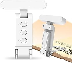 Lampe de lecture LED pour lire la nuit avec fonction mémoire, 5 modes de protection des yeux et 6 niveaux de luminosité, grande zone de lampe, longue durée de vie, flexible à 360° pour lecteur (blanc)