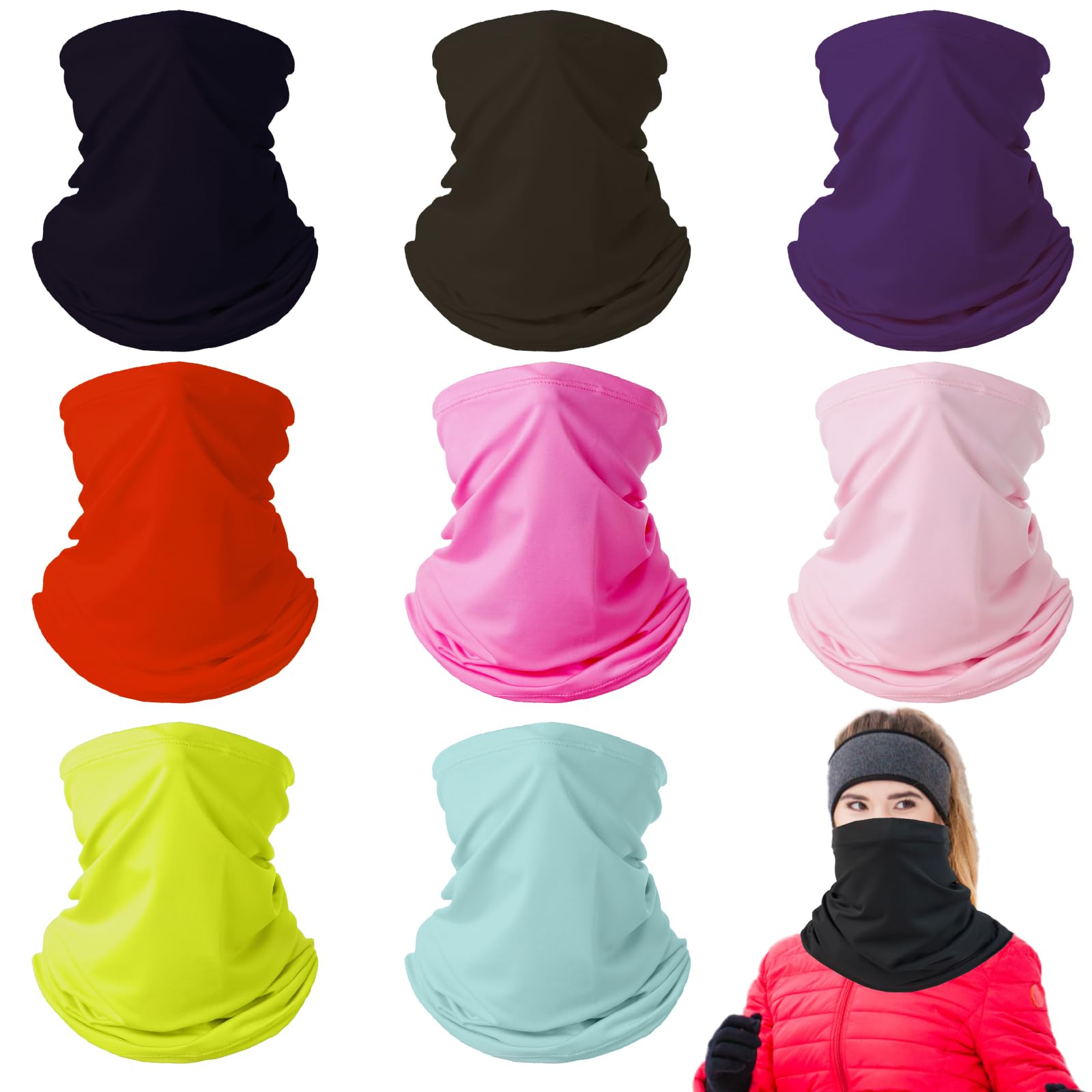 8 sztuk chusty wielofunkcyjne, elastyczne, sportowe, bezszwowe, odporne na promieniowanie UV, unisex, do jogi, biegania, wędrówek, jazdy motocyklem, jednokolorowy, Rozmiar uniwersalny