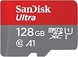 SanDisk Ultra microSDXC UHS-I memory card 128 GB + adapter (A1, Class 10, U1, Full HD videos, up to 120 MB/s read speed),, Speed-Mbps/10x 128GB Single Pack