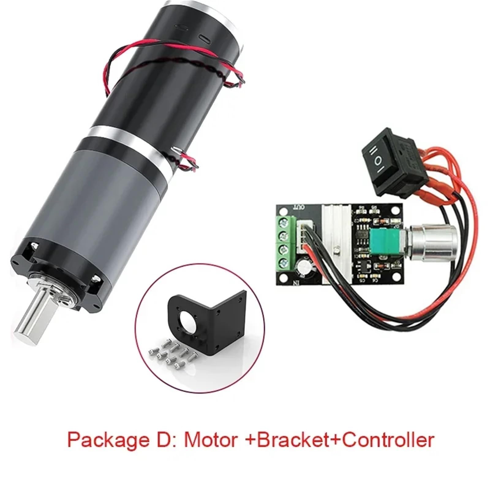 Motor Reductor Planetario 32GP-31ZY 12V 24V 11RPM-2160RPM 0.5-100kg Soporte + Controlador + Alimentación Ajustable (12V 2160RPM, Embalado)