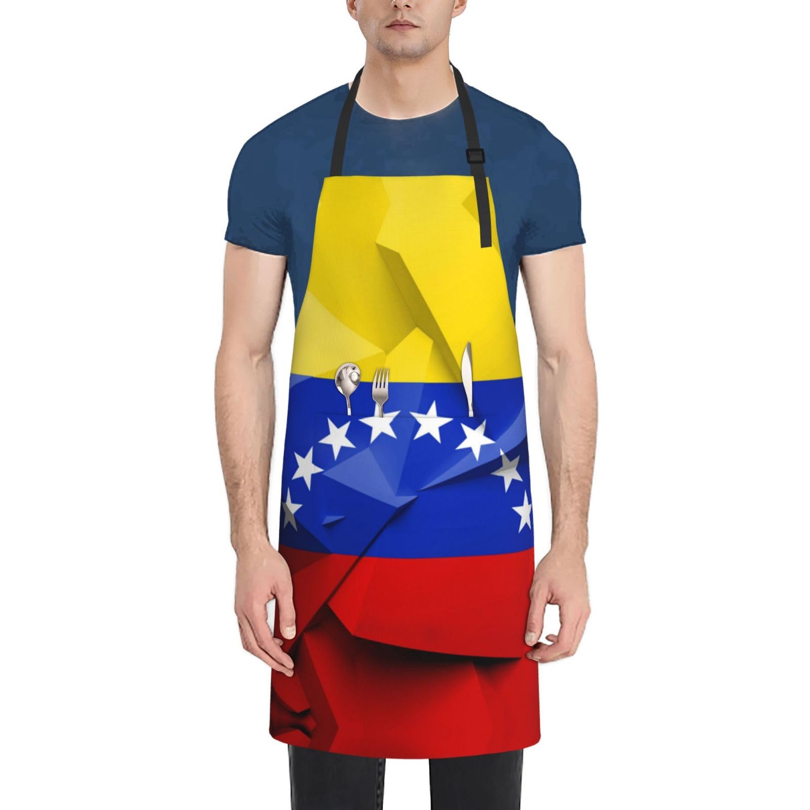 Czzyh Men's As Shown & Wo Adjustable Waterproof Apron, Venezuelan Flag Apron For Home Kitchen, Restaurant, Coffee House, Atelier, Flower Shop