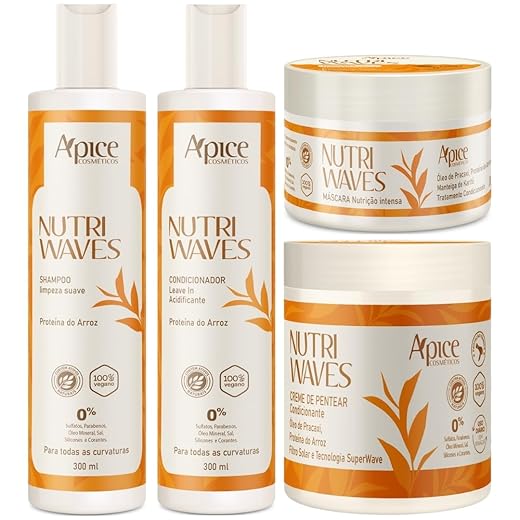Kit Apse Apice Nutri Waves 4 Produtos Tratamento Completo Acidificante Capilar Com Creme De Pentear