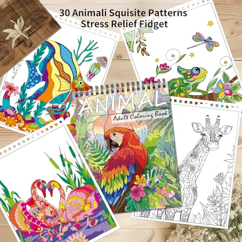 Jadeso Libro Da Colorare Per Adulti, Formato A4, Libro Da Colorare Per Adulti, 30 Motivi Squisiti, Tema Animali, Riduce Lo Stress E - 3