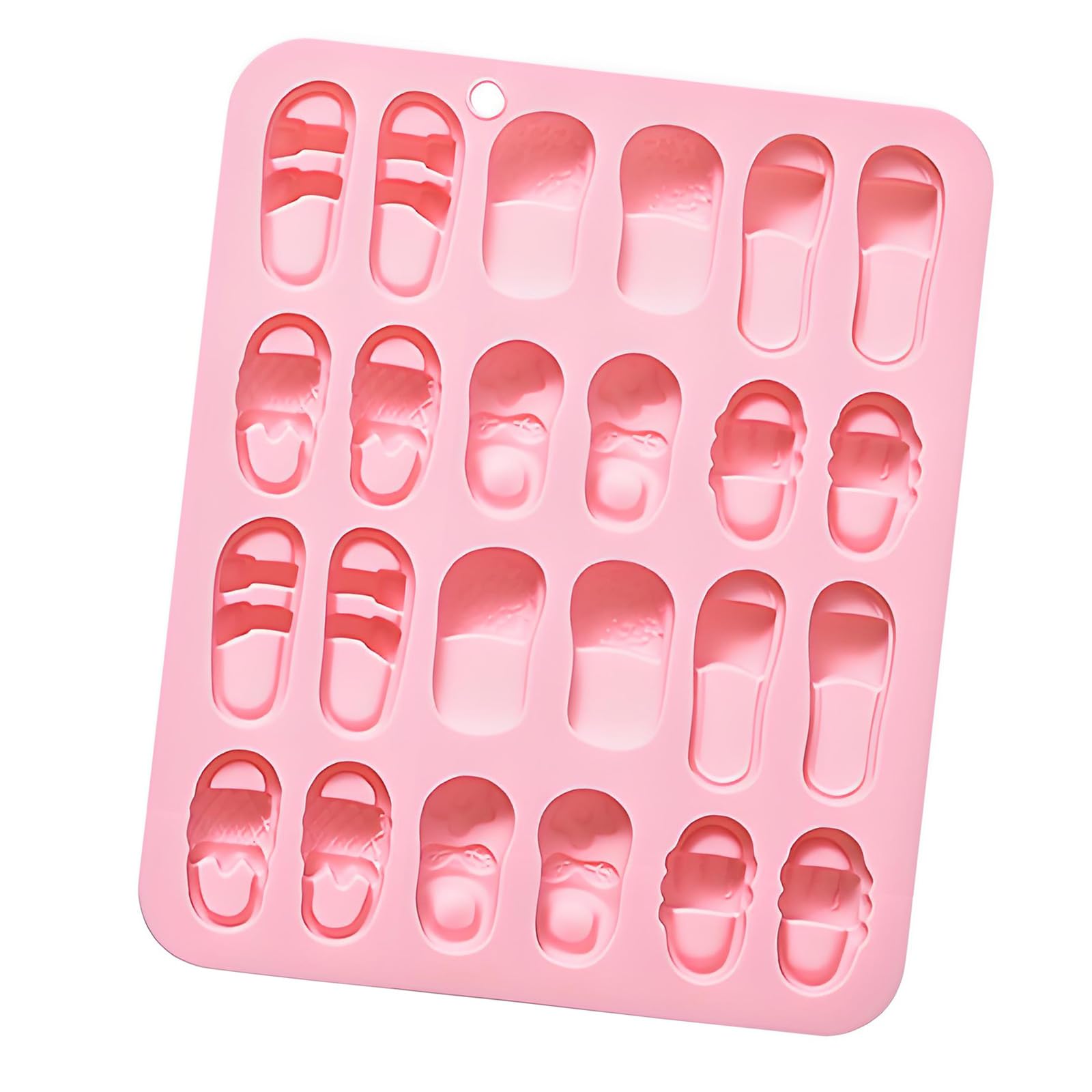 Tsophreniq 24 Cavities Silicone for Craft with 6 Different Slipper Shape for Clay Soap and Chocolate Making Silicone Slipper Mold
