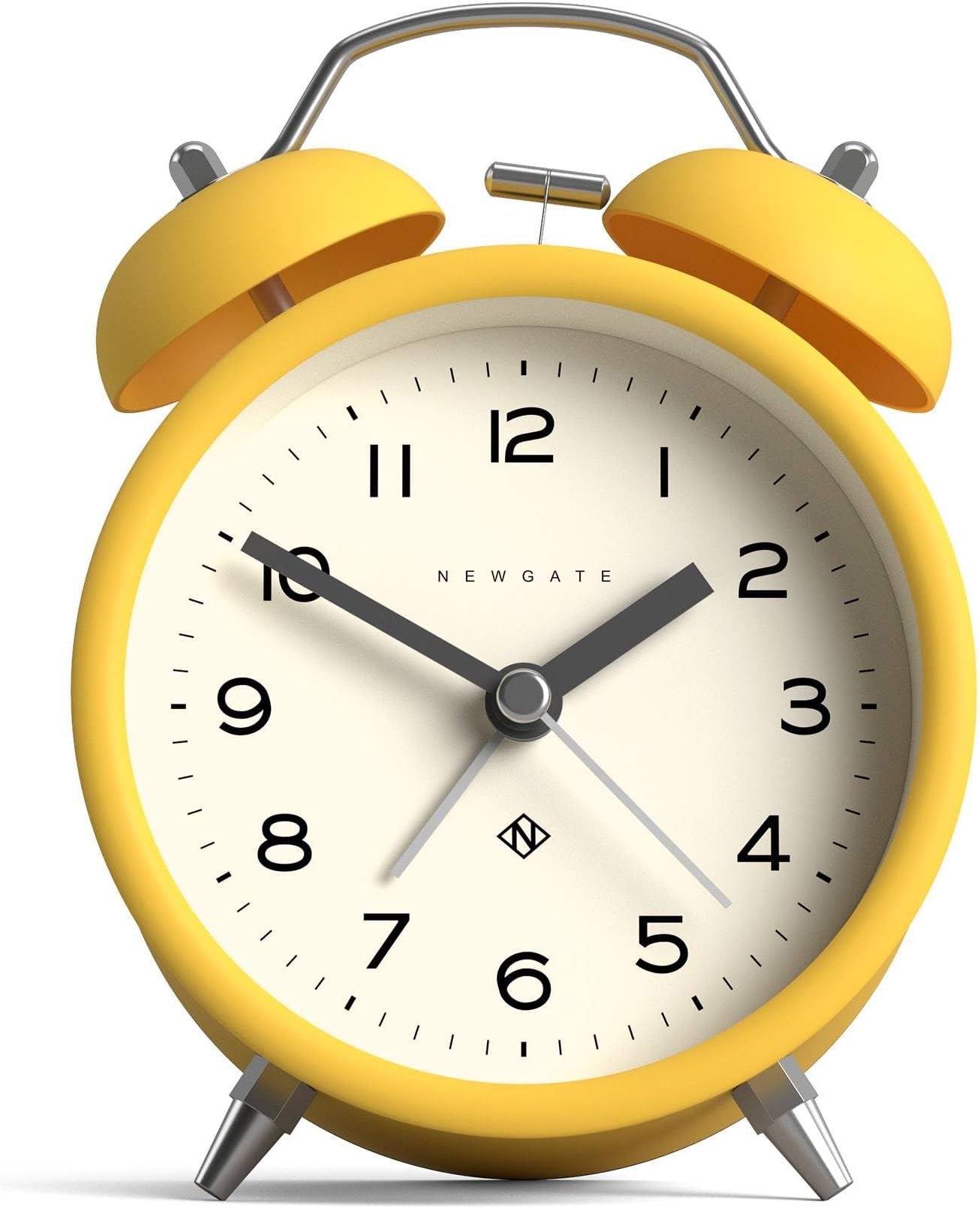 Charlie Bell Echo alarm clock | Modern take on classic twin bell clock | Yellow | Easy to read numbers | Ideal for bedside, desk or shelf | Modern retro bedroom & office accessory