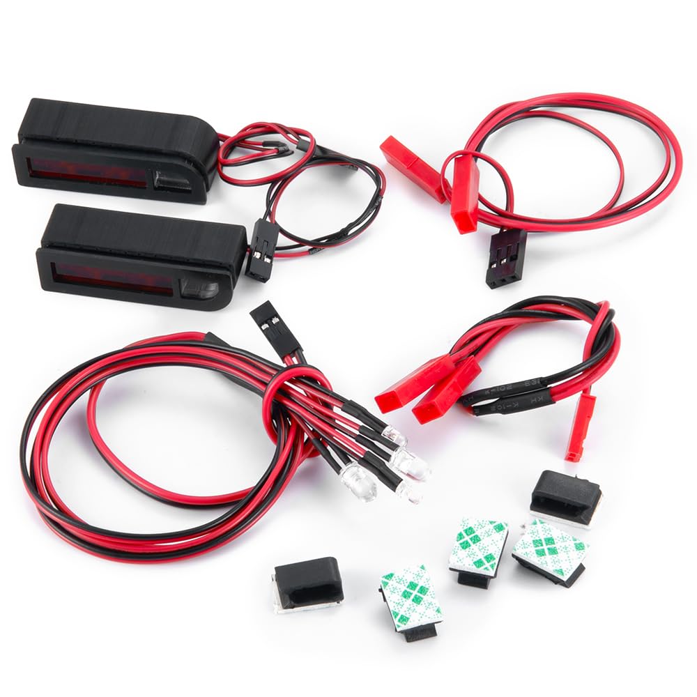 RCLIONS RC Car LED Headlights Taillight Front Rear Lamp White&Red Light Kit for 1/10 Drag Slash C10 Upgrades Parts