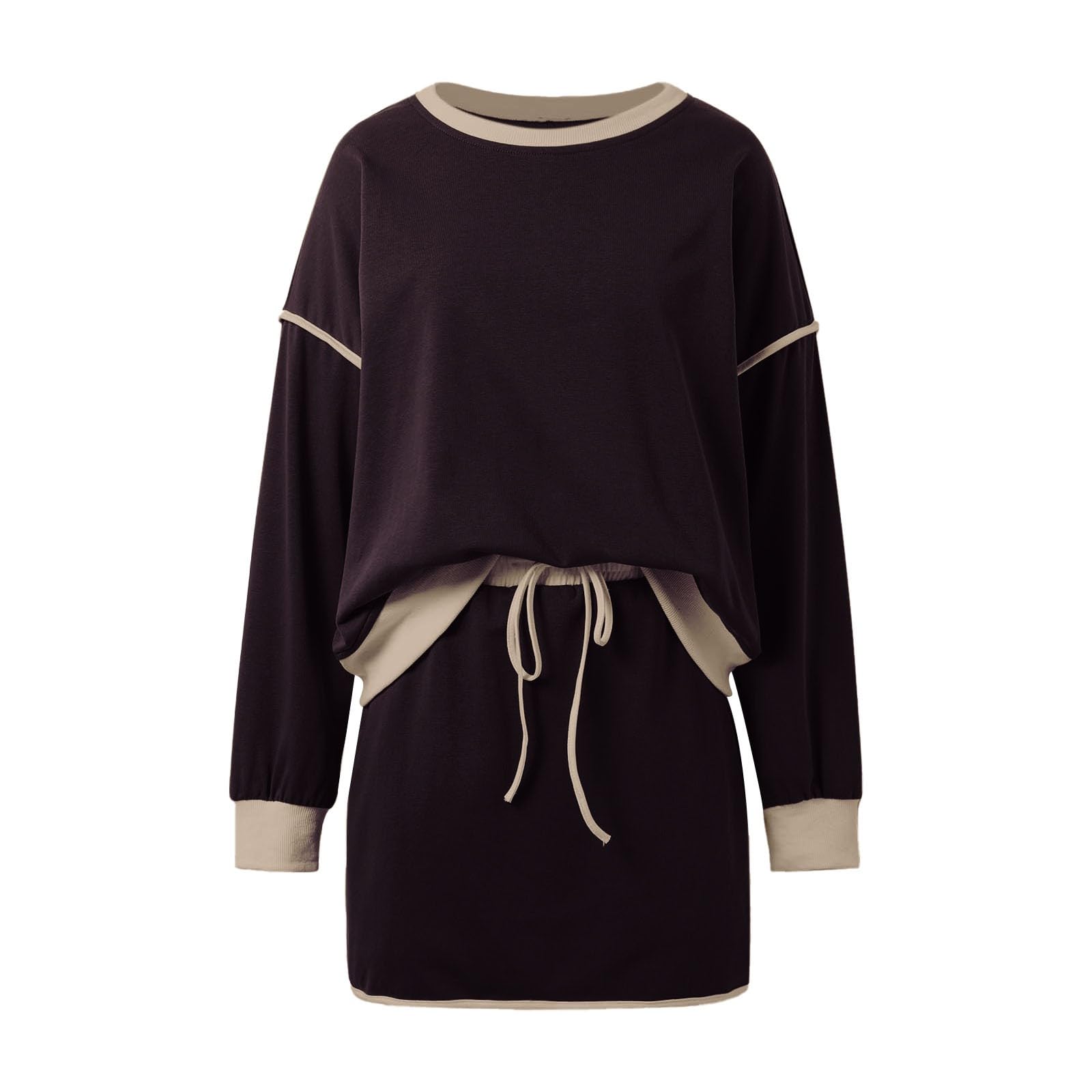 Conjunto de Dos Piezas para Mujer Chándal Casual con Sudadera y Falda de Tiro Coordinado Deportivo