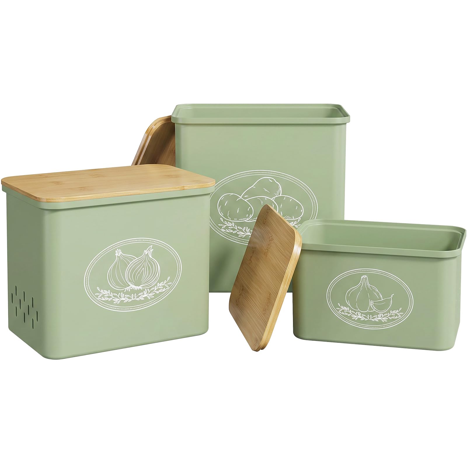 Lifewit Kartoffel Aufbewahrungsbox, Große Kunttsoff Vorratsdosen für Kartoffel Zwiebel knoblauch Aufbewahrung, Stapelbare Kartoffelbox Aufbewahren Küche mit Frischebelüftung