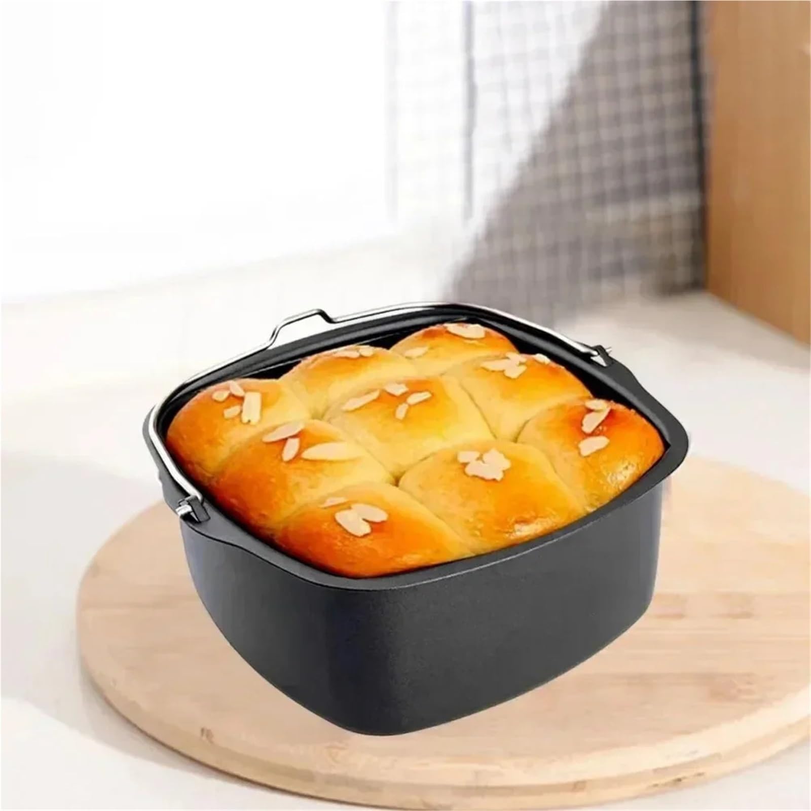 Genérico Cesta de freidora de Acero for Hornear | Antiadherente, cuadrado, for pasteles y asados, multiusos, fácil de limpiar(21cm-8inch)