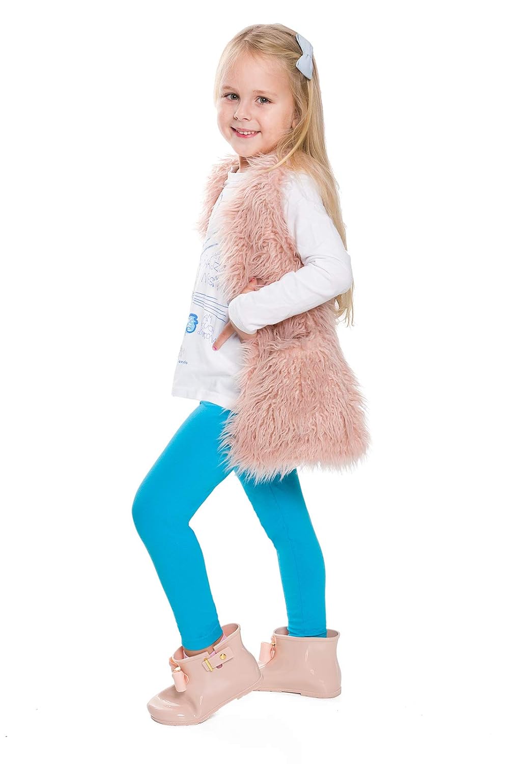 Calça legging infantil de algodão para meninas da hi!mom, Turquoise, 12-13 Years