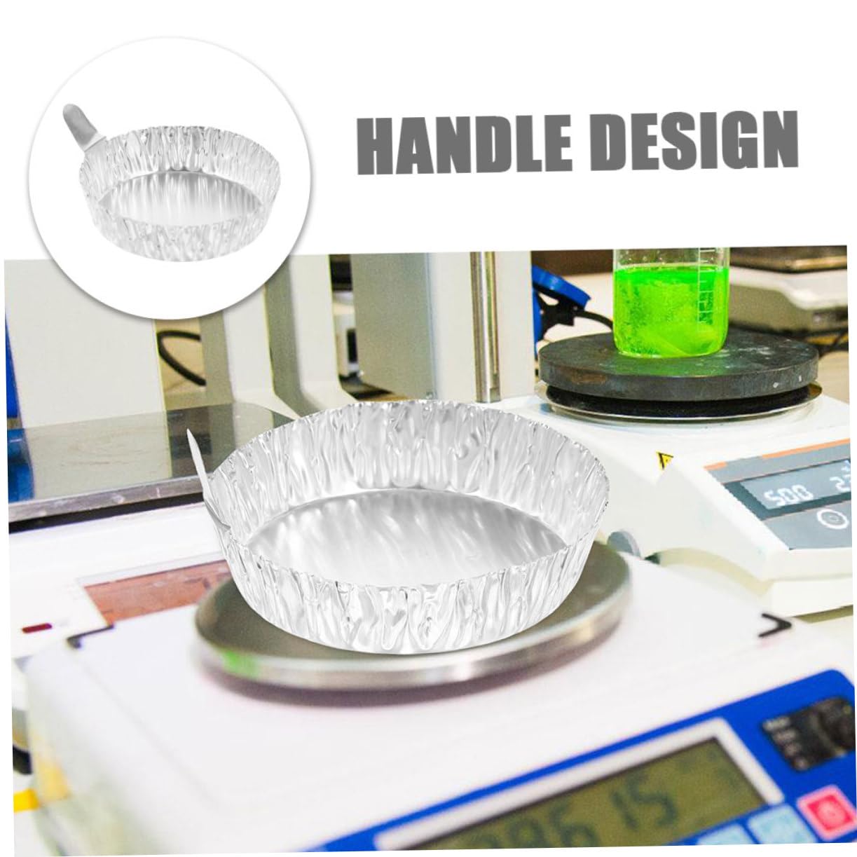 Bandejas De Pesaje De Aluminio Para Laboratorio 200 Piezas, Diámetro 60mm (42ml), Asas y Superficie Lisa Para Manipulación De Muestras En Análisis Químicos