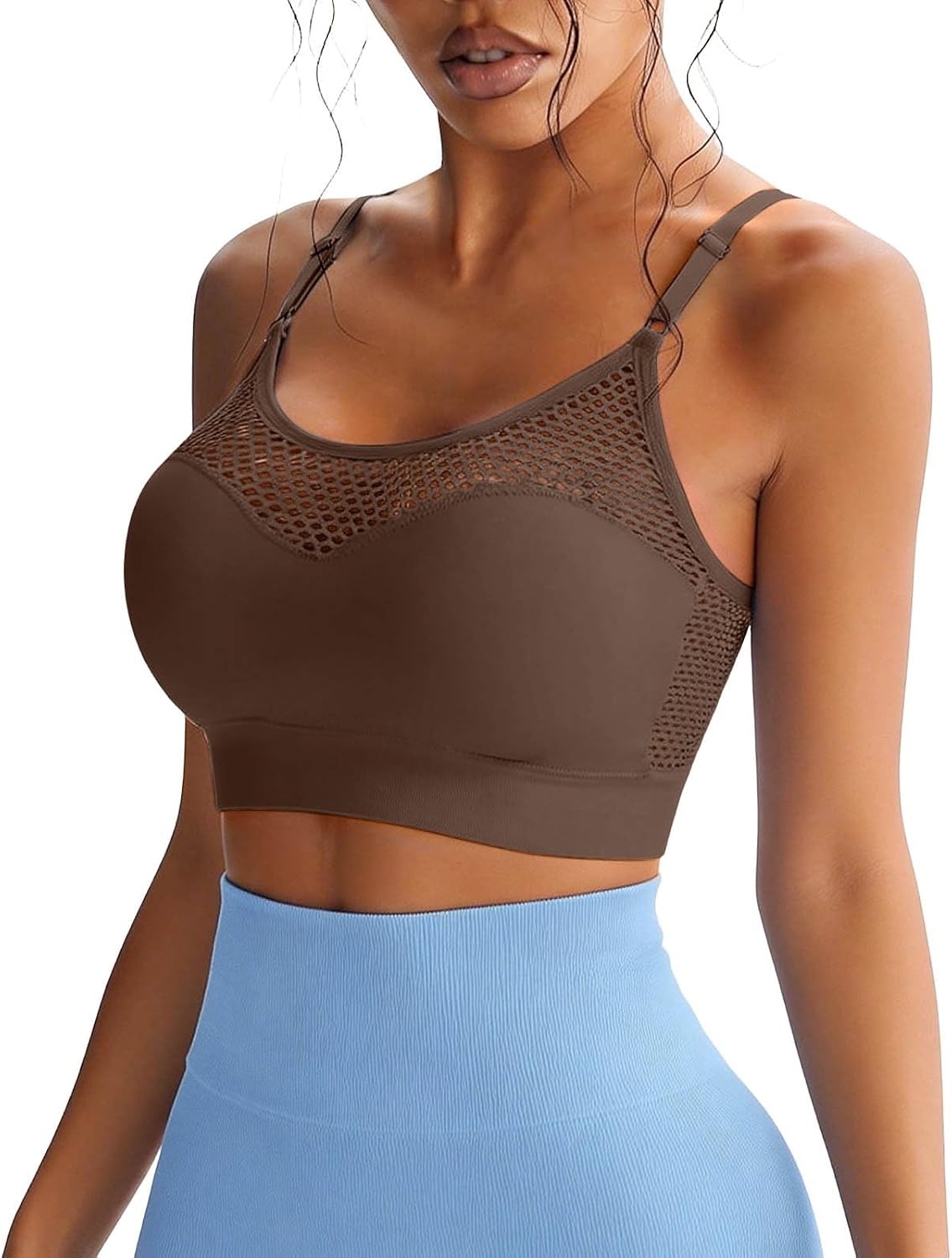 Sports Bras for Women Push Up Sports Bra Padded Hollow Out Medium Support Workout Yoga Bra Breathable Bras
