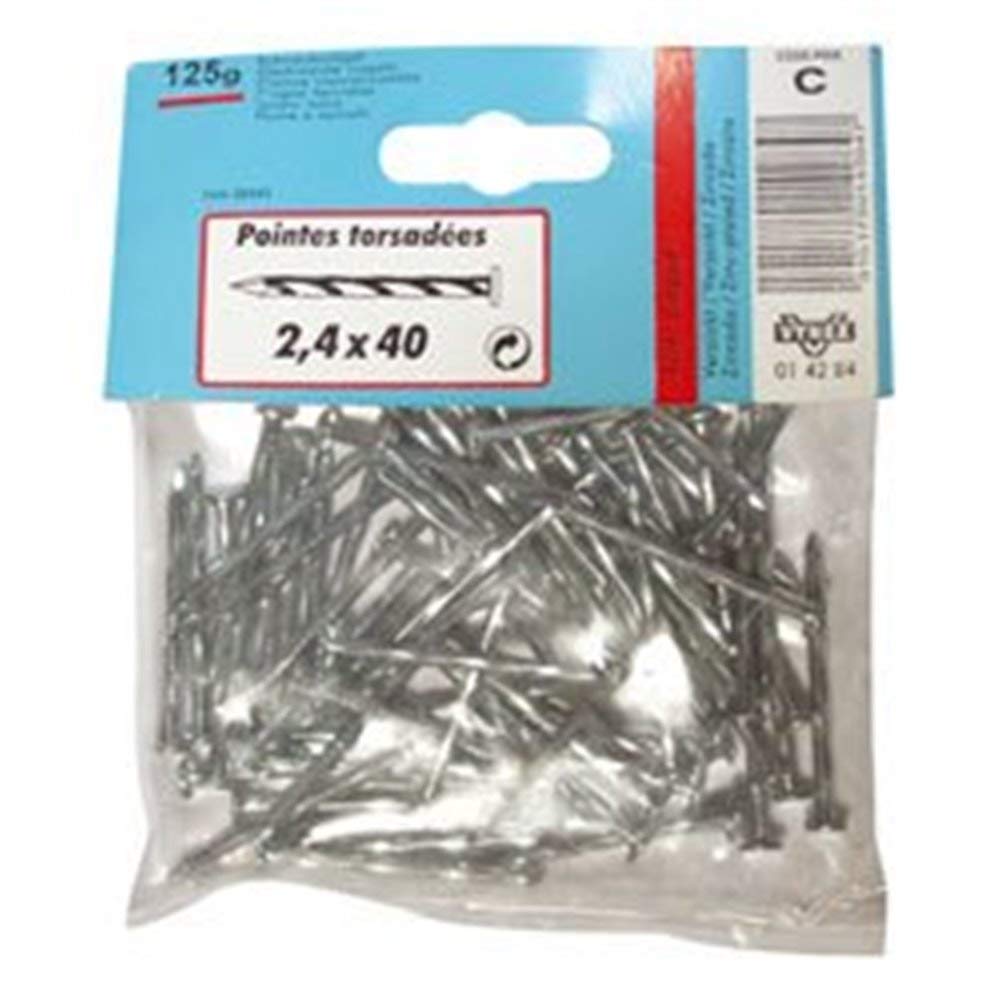 Pointe torsadée 3x60 VYNEX acier zingué 130g pour clouage de charpente et menuiserie