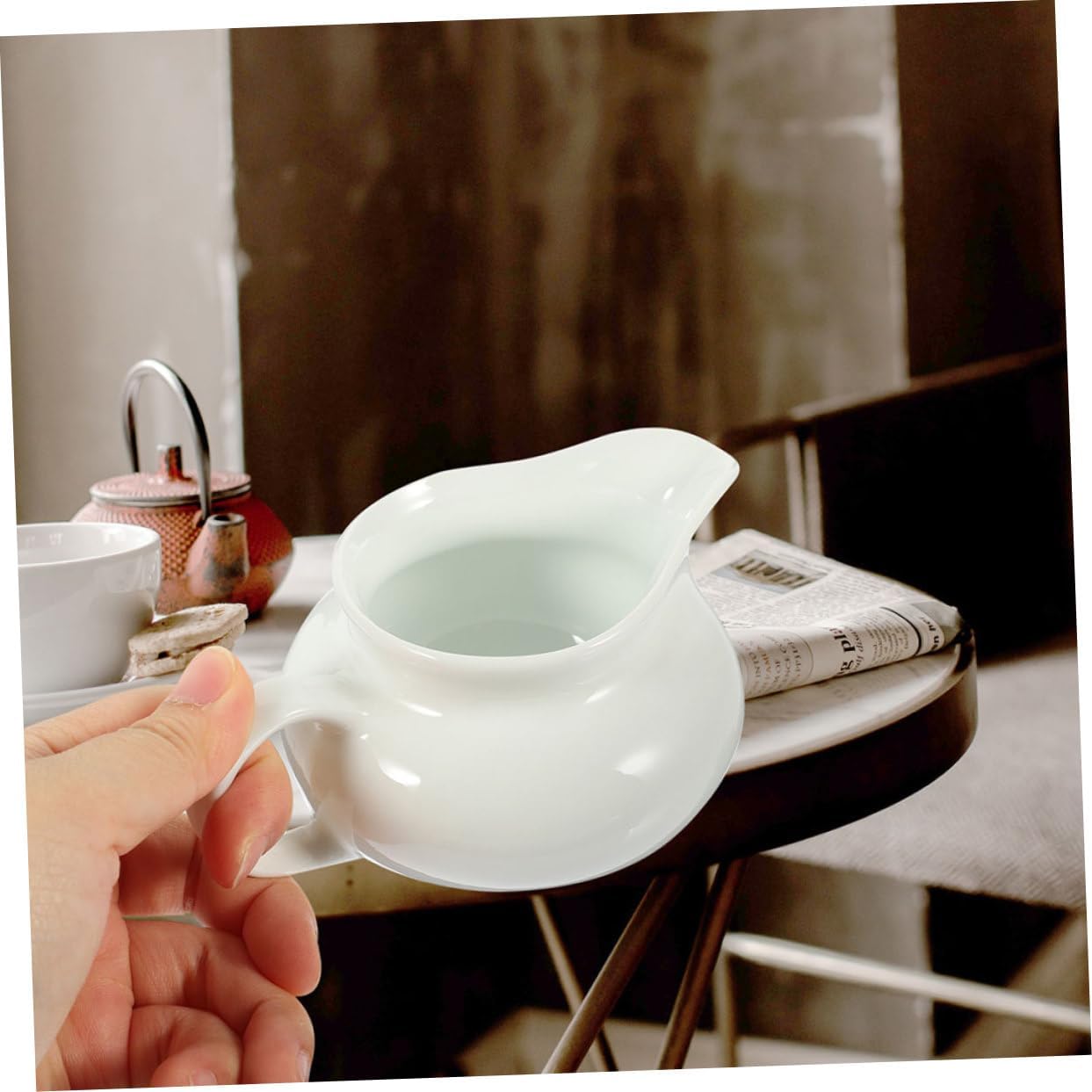2pcs Portable Ceramic Gravy Boat Sauce Dispenser with Handle for and Gravy Easy to Pour and Clean for Home Cooking and Kitchen Use