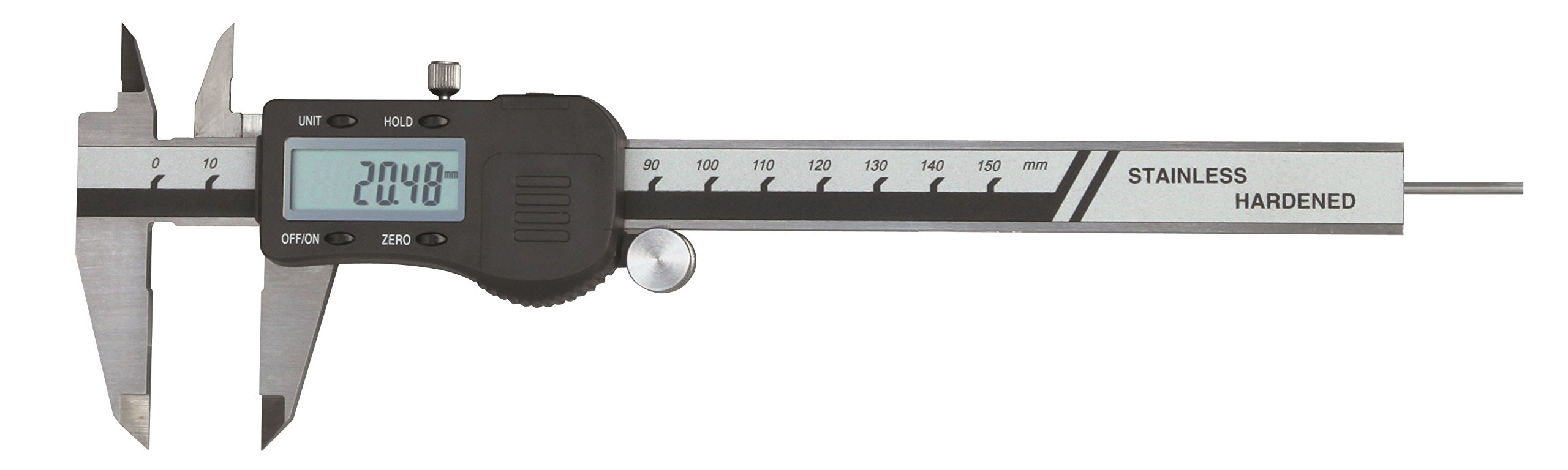 Suwmiarka cyfrowa 150 mm DIN 862 - okrągły pomiar głębokości.