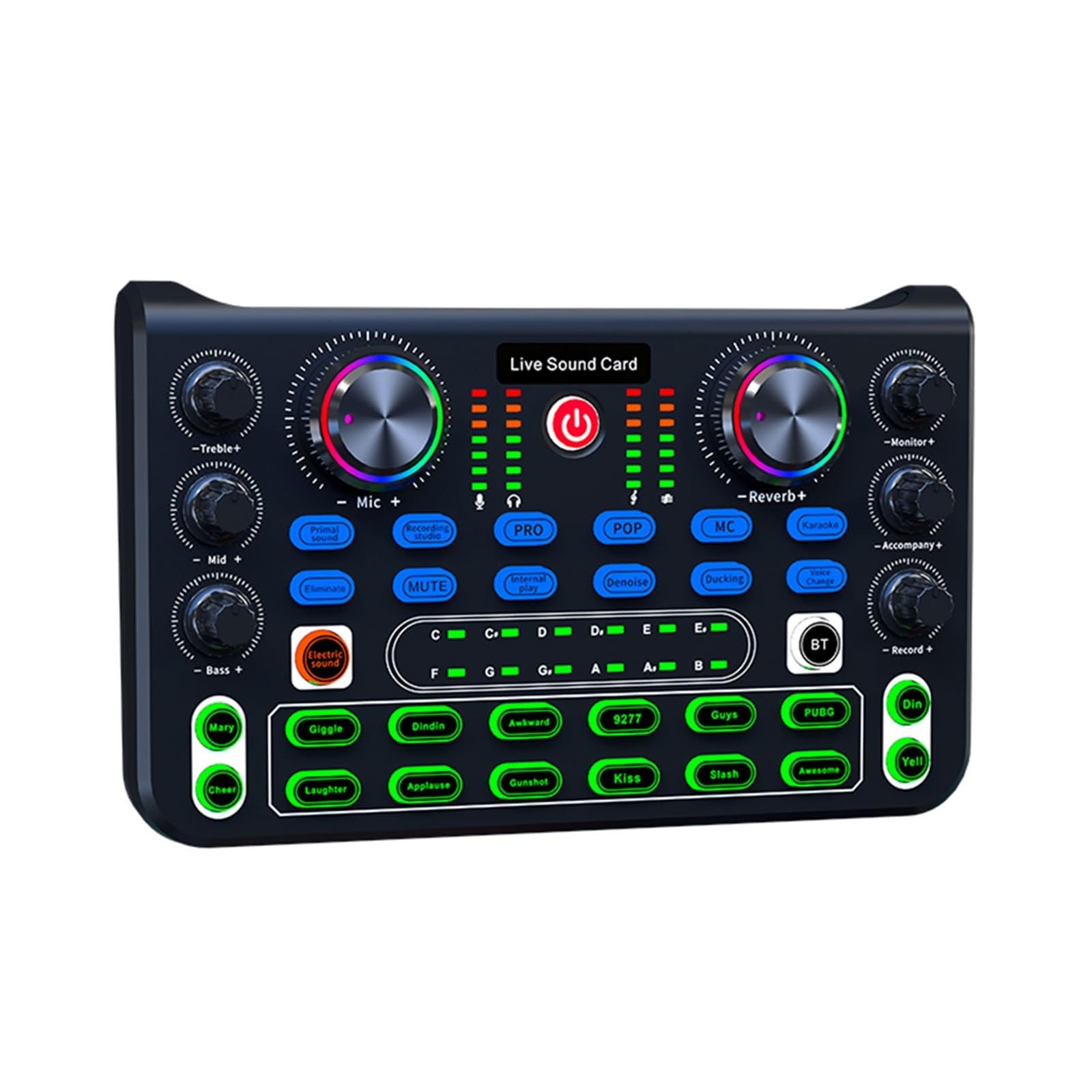 Sound Card with Multiple Sound Effects Sound Mixer Board Card for Live Streaming Music Recording