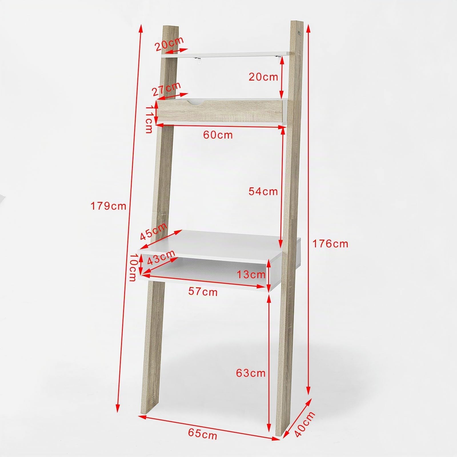 SoBuy FRG111-WN-Libreria da parete con ripiani, dimensioni ca. 65x176x40 cm, Bianco/Naturale