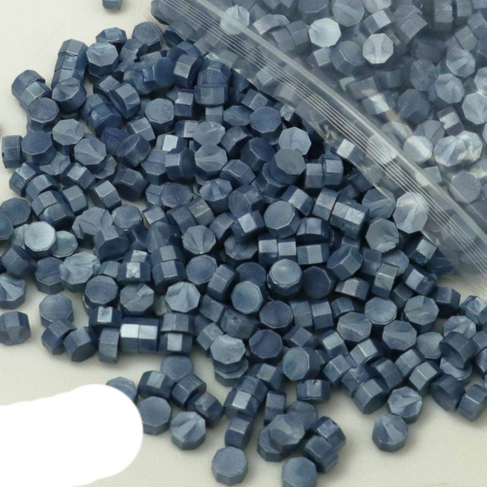 500 g ottagonale di cera di sigillamento della vernice del granulo fai da te scatola regalo di nozze invito ufficio uva bottiglia di vino sigillo cera 1450pcs-grigio blu