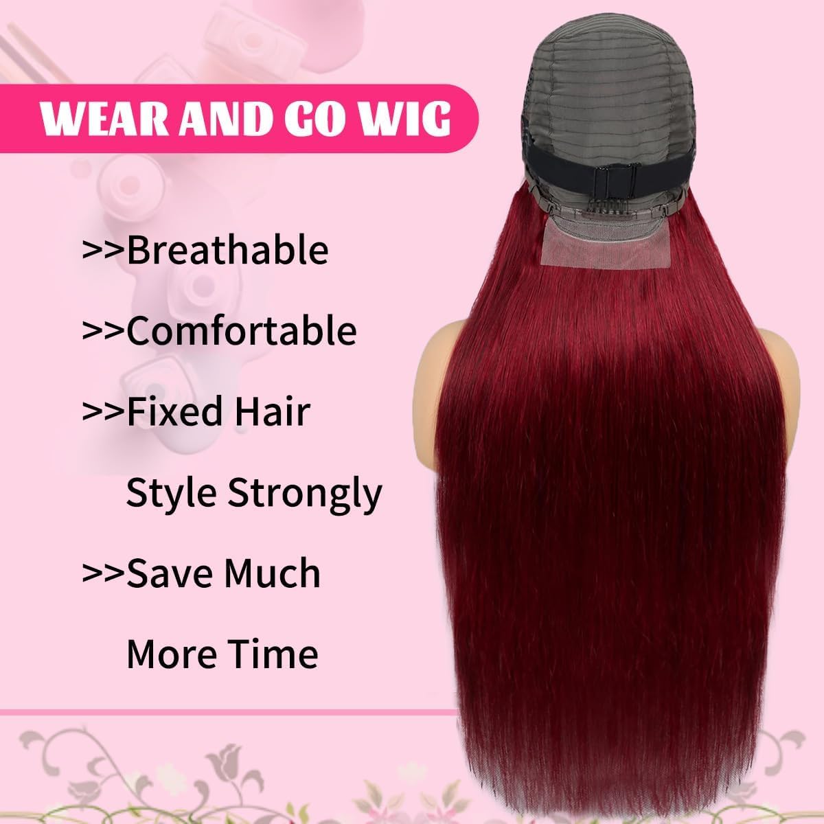 32 Inch 99j Burgundy Lace Front Wigs Human Hair 13x6 HD Red Burgundy Wig Human Hair 200 Density Wine Red Straight Lace Front Wigs Pre Plucked Glueless Frontal Wigs for Women