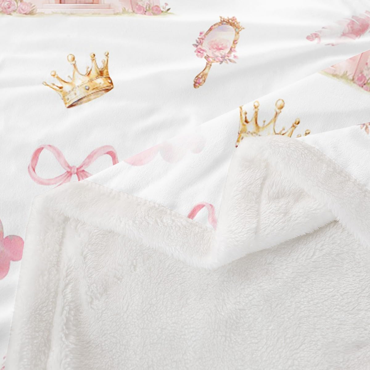Feelyou Kids Pink Castle Plush Blanket for Bed Sofa Couch Cute Bowknot Sherpa Blanket Boys Girls Girls Dreamy House Fleece Throw Blanket Fairytale Teens Bedroom Decor 40"x50"