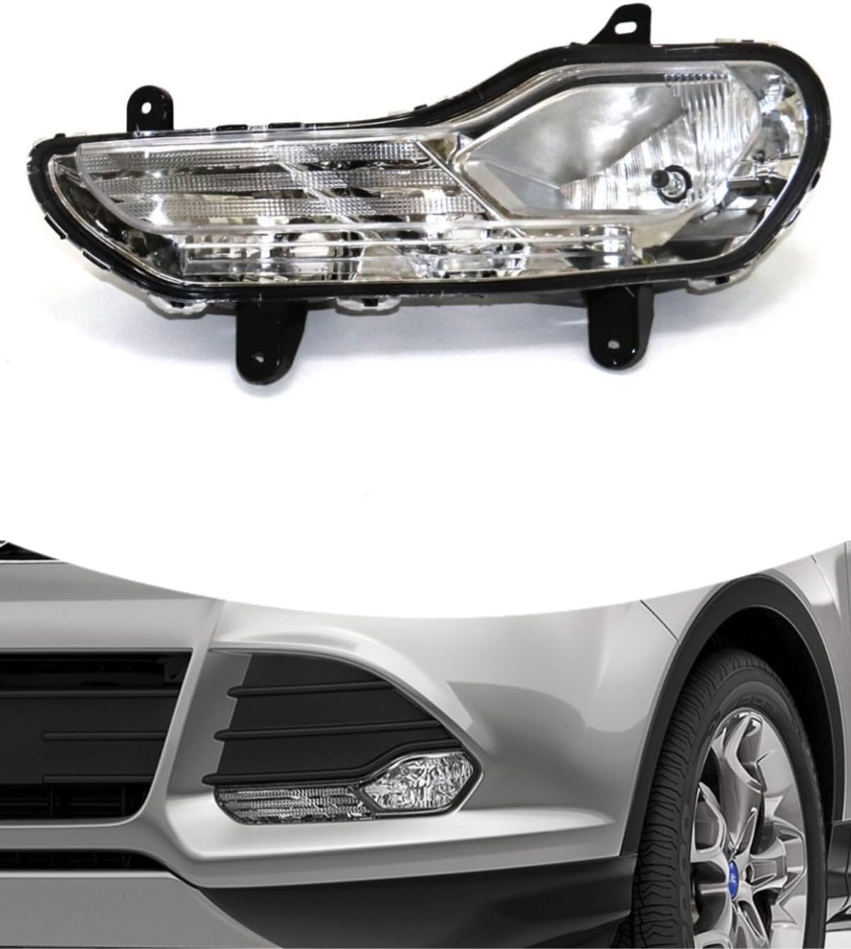 Fog Light Compatible with 2013 2014 2015 2016 Ford Escape, Front Lamp Clear Lens Turn Signal Lamp Halogen Fog Light Assemblies (Driver Side)
