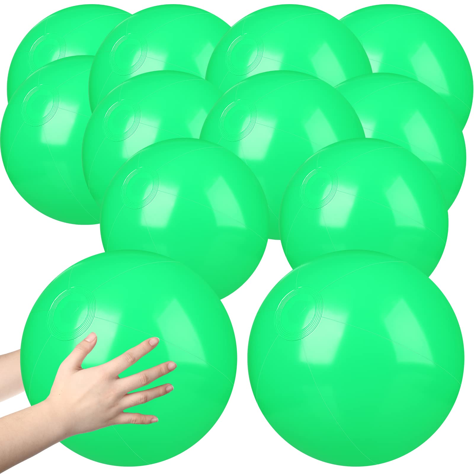 Raiten 12 Pcs Beach Ball Inflatable Beach Balls Large Inflatable Ball Floating Ball for Swimming Pool Party Favors Outdoor Activities Summer Birthday Party Supplies (12 Inch, Green)
