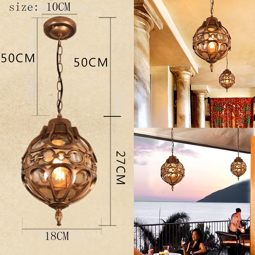 jardín para exteriores lámpara colgante,metal impermeables Lámpara colgante, Lampara Patios Vintage,E27 moderno colgante Lámpara,para Lawn Terraza Paisaje Patios Caminos (bronce)