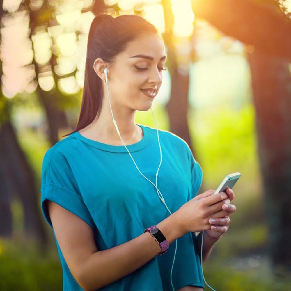 POY Replacement Bands Compatible for Fitbit Charge 2, Special Edition Adjustable Sport Wristbands, Large Plum plum Large