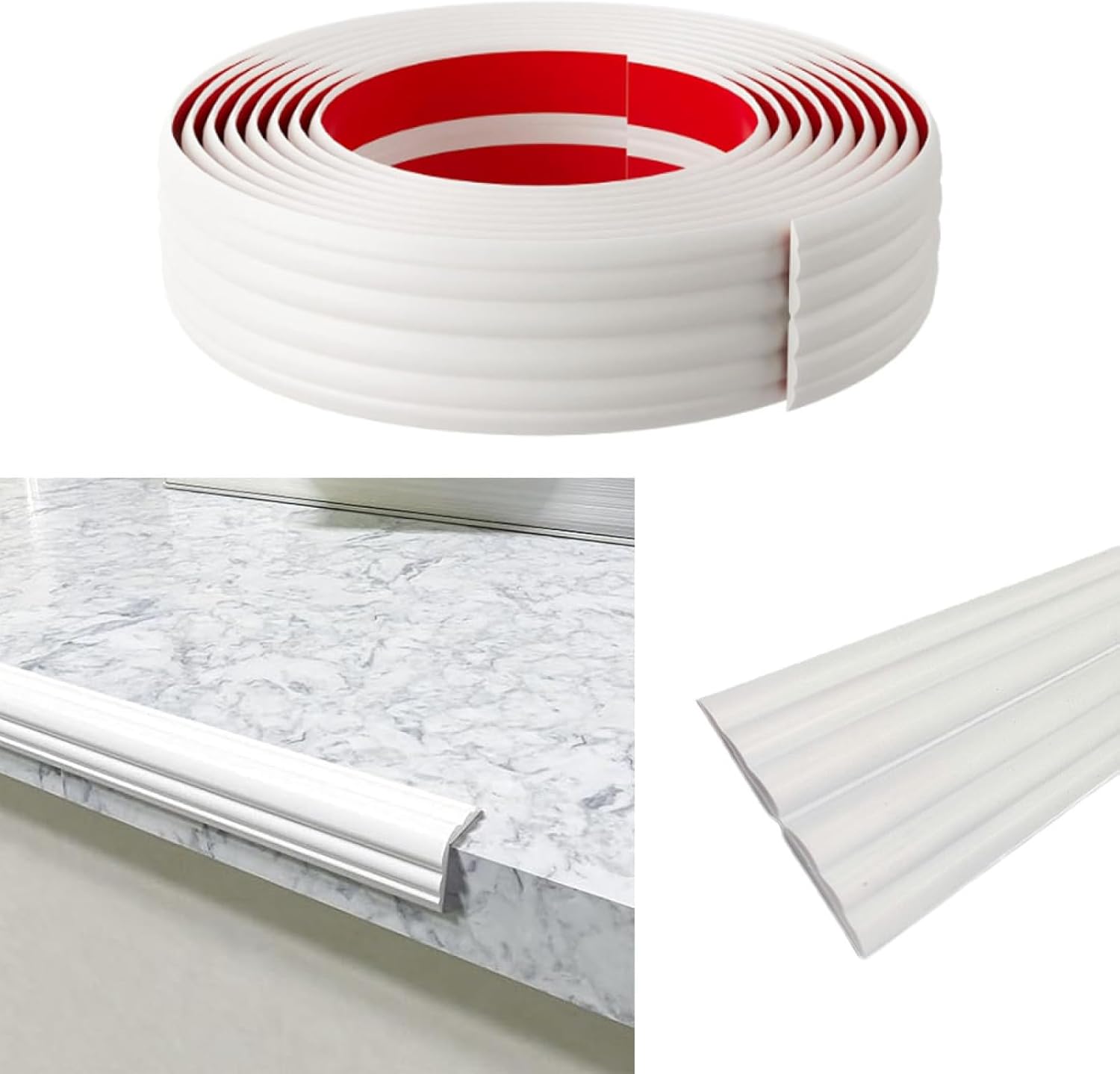 TopHomer 6m Flexible Wall Corner Protector Moulding Trim, Flexible Guard Edge Protector Inside & Outside Corner Guard Strip for Wall Edge Ceiling Countertop