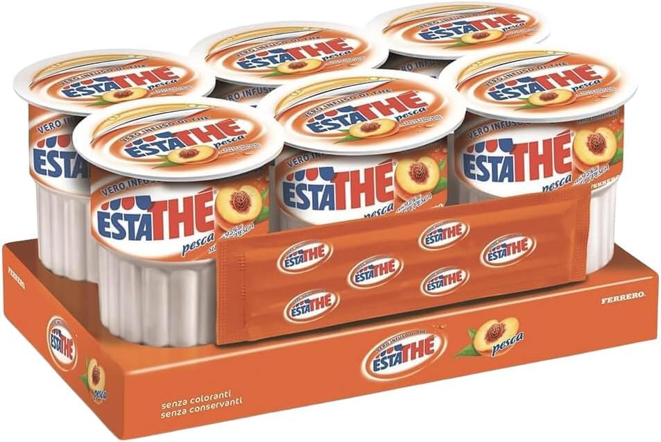 Thè Pesca Bevanda con Infuso Vero di Foglie di Thè a Pesca in Brick per estathe 6x200ml