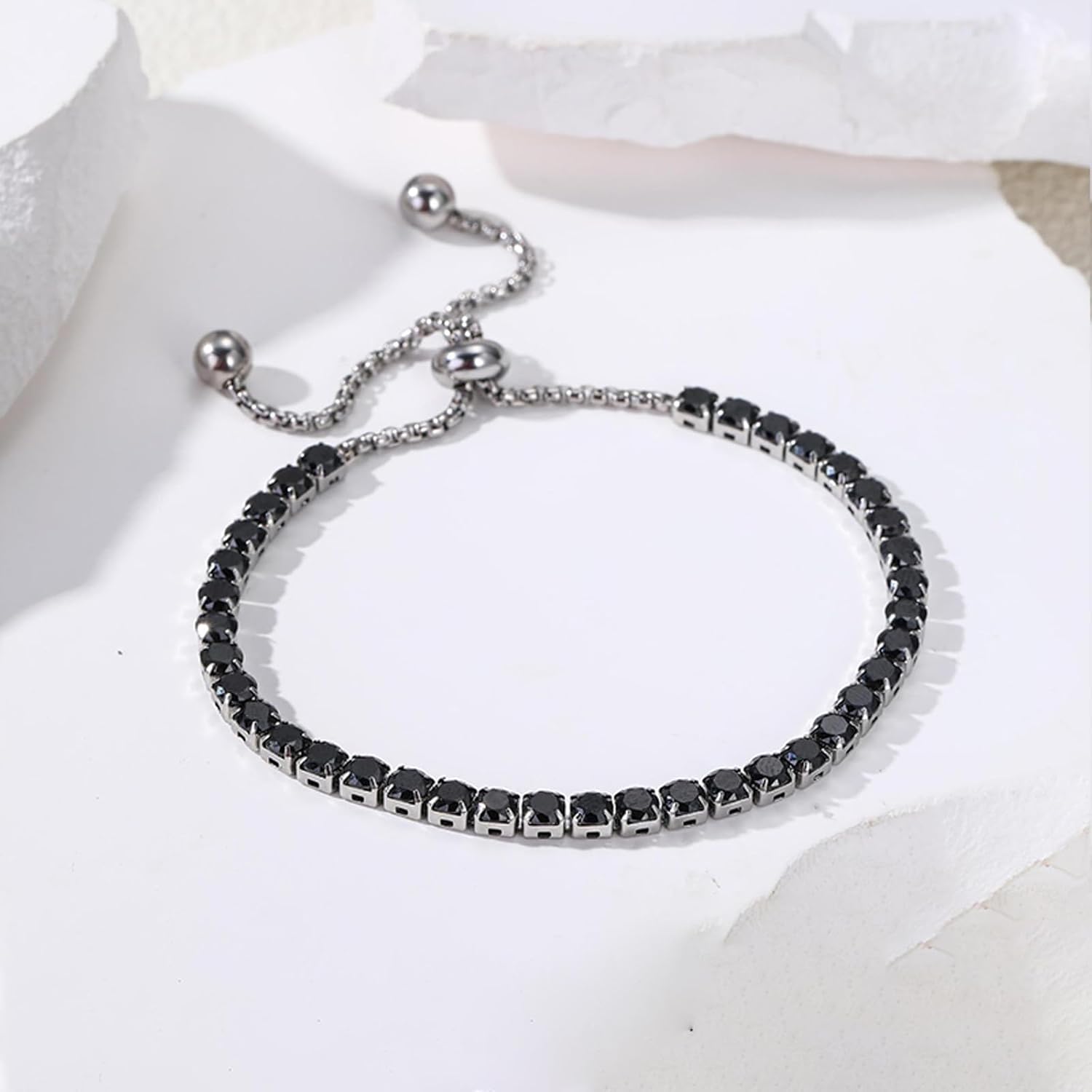 Tennis Bracelets for Women White/Rose Gold Cubic Zirconia Tennis Bracelet Set Hypoallergenic Slider Bracelet Jewelry - Image 6