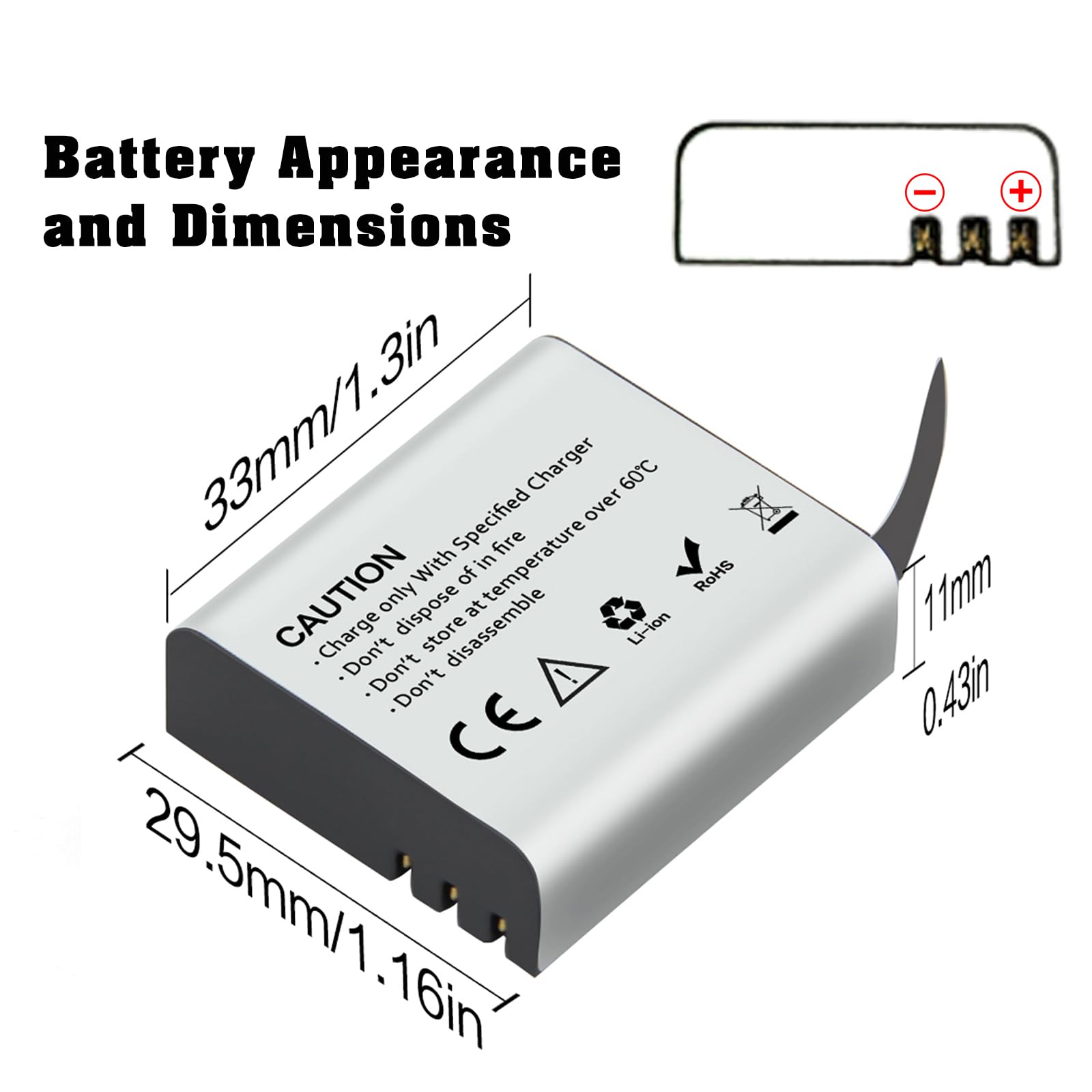 Akumulator Action Cam, 2-pak baterii 1350mAh do AKASO EK7000/Brave 4/V50X, Apexcam, COOAU, Dragon Touch, Crosstour, Campark, APEMAN, Surfola, Exprotrek, S009R, PG1050