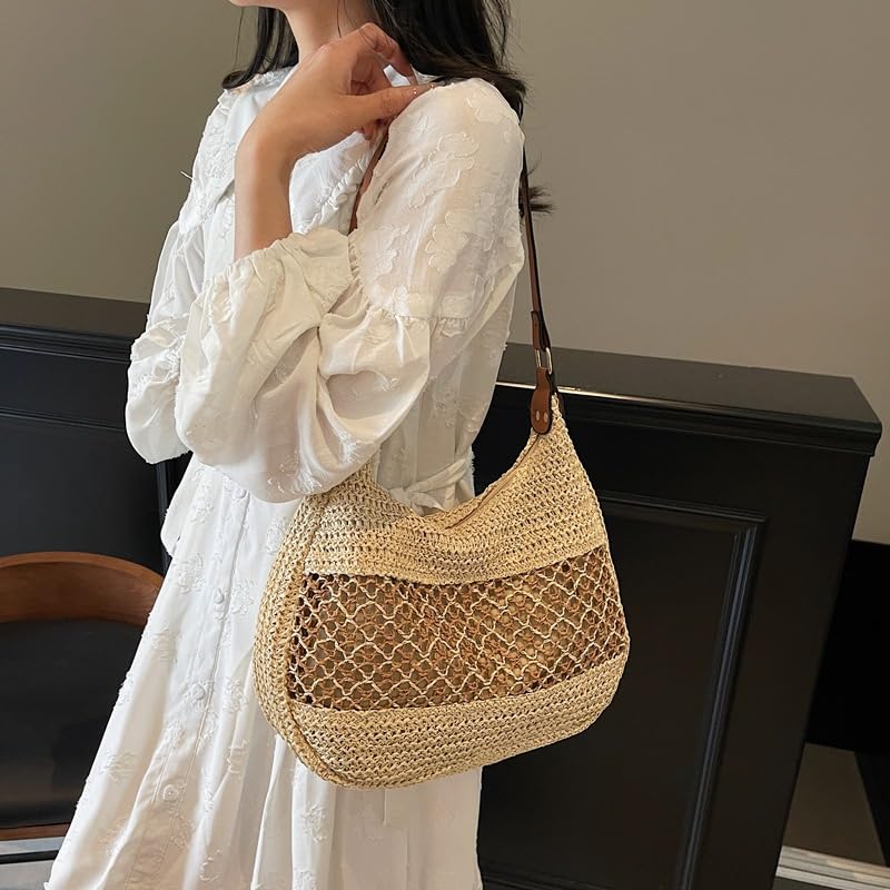 Women's Woven Boho Straw Beach Tote Bag Cute Clutch Handmade Shoulder Purse 2025 Summer Trendy Raffia Handbags3
