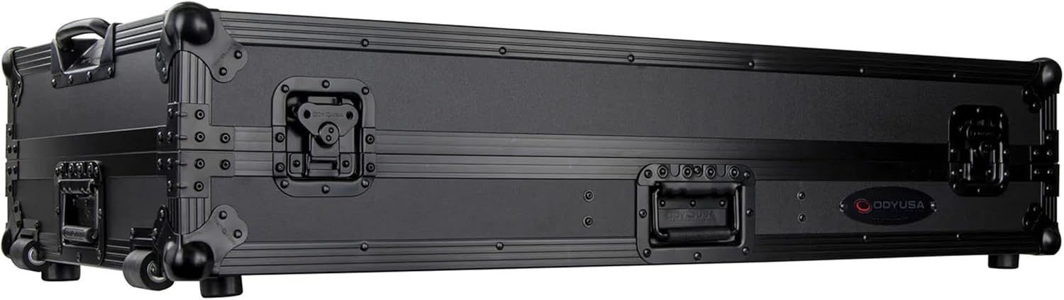Black Low Profile Rane Twelve and Rane Seventy/Seventy-Two Coffin Flight Case with Glide Platform
