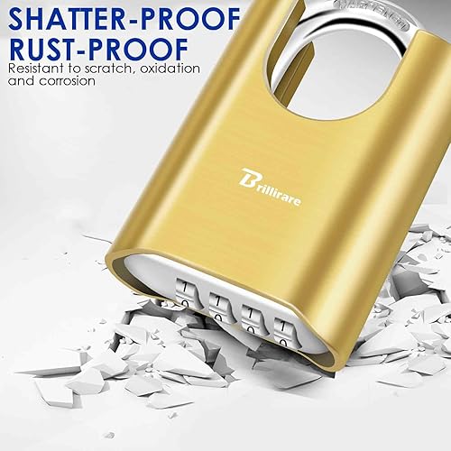 Miniatura 5 de Cerradura de combinación para exteriores, candado de metal resistente de 4 dígitos, cerraduras de aleación resistente a la intemperie con grillete