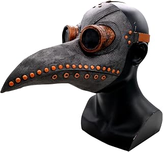 Capa para o Rosto do Médico da Peste, Adereços de Fantasia de Bico de Nariz Comprido para Halloween Capa para o Rosto Com Bico para o Halloween (Bico Cinzento)