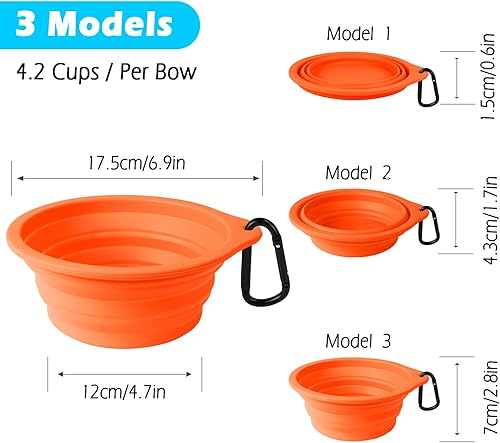 Miniatura 4 de PetBonus 2-Pack Silicone Collapsible Dog Bowls and Dog Collar Safety Clip