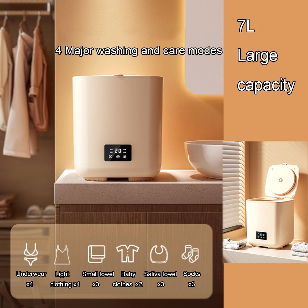 Mini Portable Washing Machine 11X11X12in Space Saver 2 In 1 Camping Washers For Home, Dorm, Apartment, RV, Travel, Outdoor Use Convenience And Efficiency(Purple)