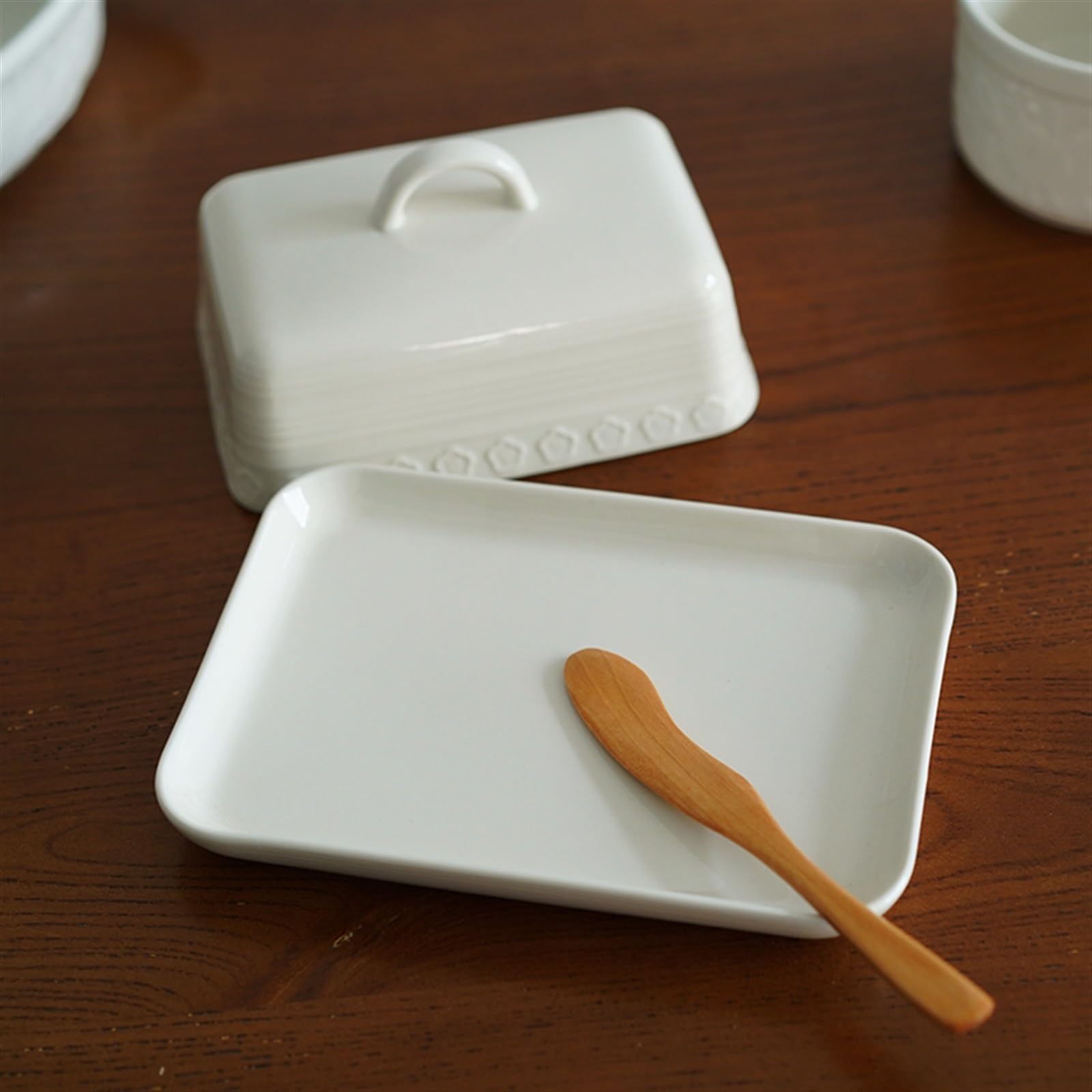SDA287MZ Butterdose Keramik-Butterdose im skandinavischen Stil mit Deckel, Nachmittagstee-Snack-Teller, multifunktionales Küchengeschirr Butterschale Küche, Haushalt & Wohnen