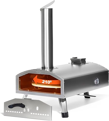 PolarcoForgeco Horno de pizza al aire libre de leña - Horno de pizza al aire libre de 12 pulgadas con piedra giratoria para pizza, horno de pizza de