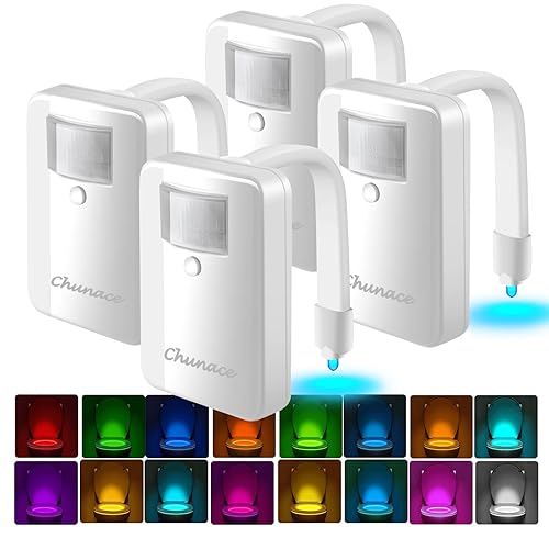 Chunace 4 Pack Toilet Night Light with Motion Activated Sensor,