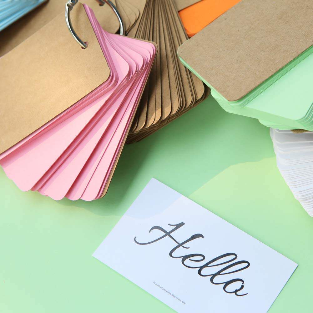 Geluode 8 Stück Karteikarten mit Ring, Pocket Lernkarte, Easy Flip Flash Karte, Multicolor Mini Notizblöcke für Memos, Vokabel Lernen, Malen und Graffiti (400 Blätter)