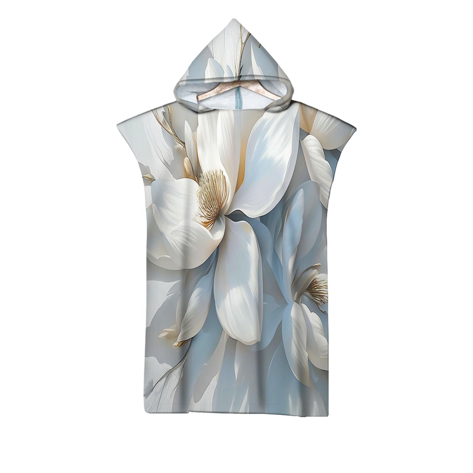 Peignoir à langer en microfibre à fleurs blanches pour adulte