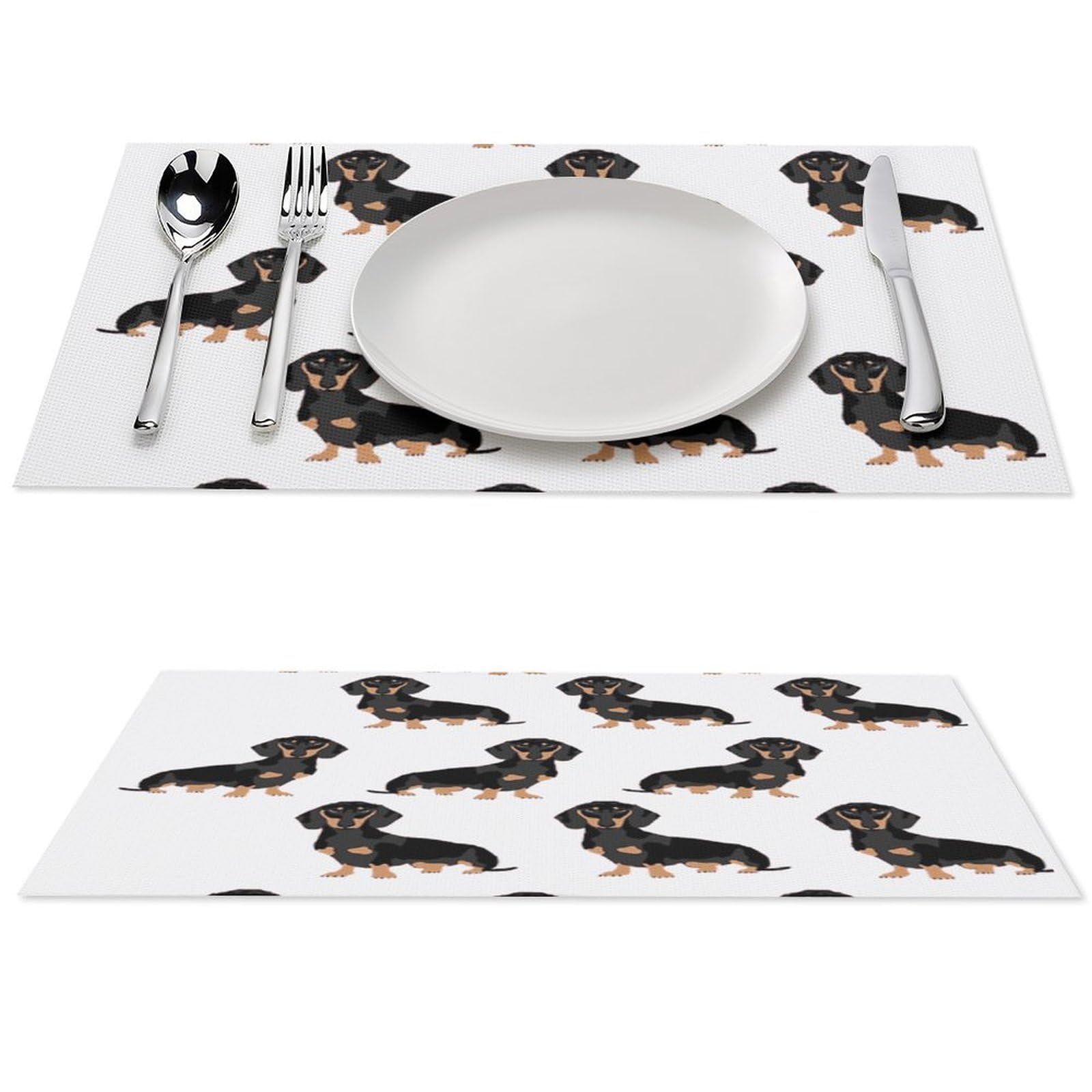Set de table teckel lavable en PVC antidérapant résistant chaleur pour table basse et salle à manger