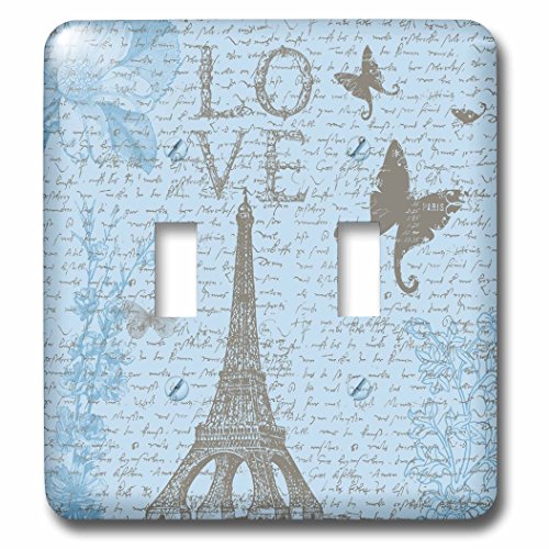 Interruptor doble Torre Eiffel con mariposas decorativas 3dRose Lsp_152139_2 3