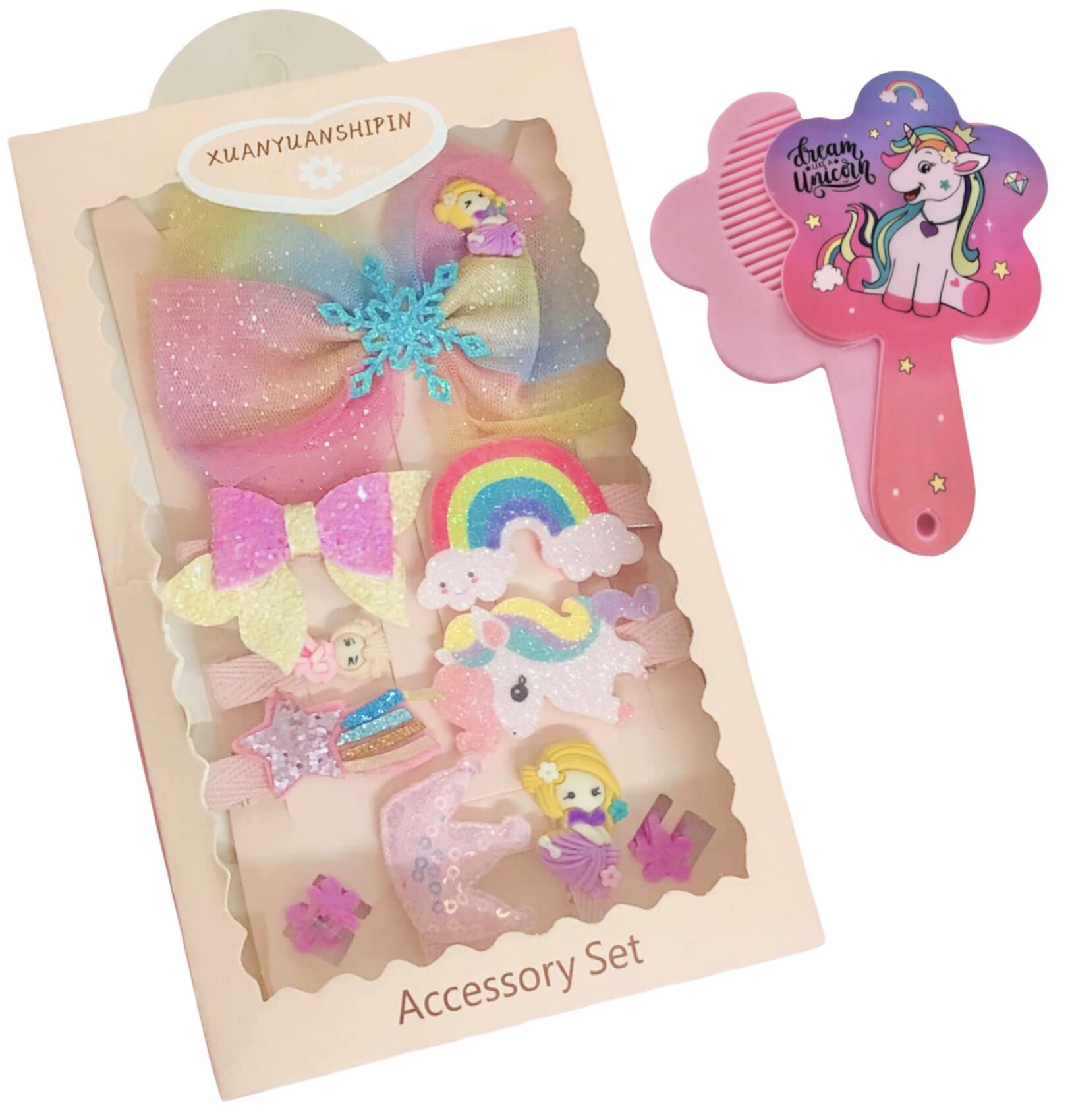 Le Delite Unicorn hair clips gift set box, doll Clips Mix Designs Girlish Hair Clips Set Baby Hairpin for Kids Girls Toddler Barrettes Hair Accessories, mirror comb (RAINBOW) (B09SFHCCG5) Amazon Price History, Amazon Price Tracker