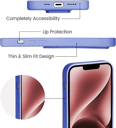 Miniatura 5 de LAUDTEC - Funda de silicona compatible con iPhone 14, vertical y horizontal, con correa de mano, funda de metal con soporte flexible y suave